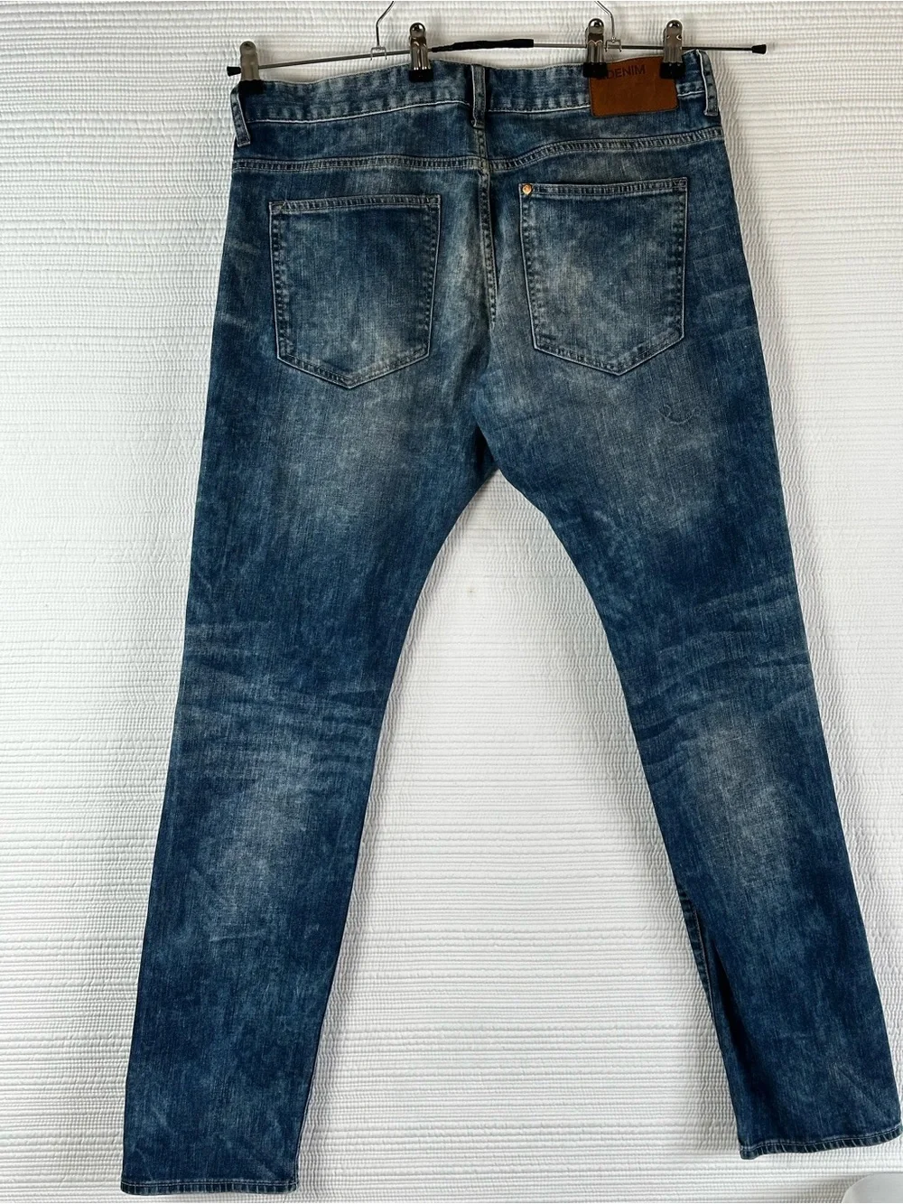 &Denim Slim Low Waist Jeans Men’s Size 36x34 Medium Wash Y2K Casual Stretch